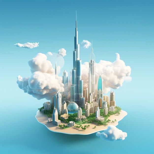 Isometric burj khalifa 3d for background _ Premium AI-generated image
